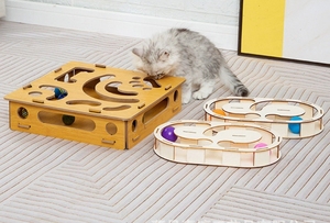 Produttore professionale <span class=keywords><strong>di</strong></span> nuovo gatto intelligente giocattolo Puzzle moderno labirinto <span class=keywords><strong>di</strong></span> legno gioco con palla <span class=keywords><strong>di</strong></span> peluche in cartone <span class=keywords><strong>di</strong></span> imballaggio - Product Image 3