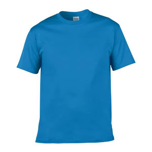 Venta caliente moda 100% algodón personalizado imprimir su logotipo diseño europeo fino suelto transpirable Color sólido camiseta para hombres - Product Image 1
