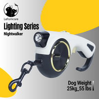 Laisse rétractable réfléchissante pour chien 4m avec lumière LED nocturne, laisse en nylon rechargeable par USB pour animaux de compagnie de moins de 25 kg