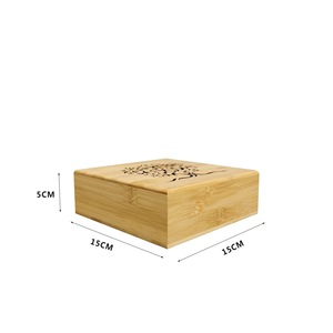 กล่องไม้ไผ่ 15x15x5 ซม. กล่องเก็บเครื่องประดับทรงสี่เหลี่ยม กล่องของขวัญ กล่องเก็บของตกแต่ง - Product Image 1