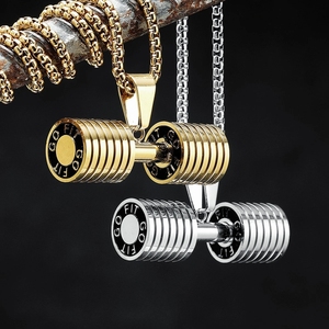 Collares de Mancuernas para Hombre, Acero Inoxidable 316L, Colgante Deportivo, Músculos, Culturismo, Cadena Punk Rock para Motociclistas, Regalo de Joyería - Product Image 1