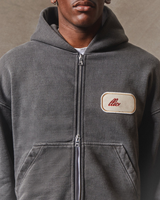 Sweat-shirts à capuche zippés en coton pour hommes, coupe courte, en molleton bouclette épais, délavé effet soleil, avec patchs brodés personnalisés, écologiques et de style oversize
