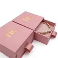 Boîte à bracelet vintage, boîte à tiroir rigide, boîte cadeau pour bijoux avec ruban, insert rembourré doux, estampage à chaud, logo personnalisé, fabrication OEM