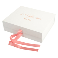 Boîte d'emballage en carton pliable personnalisée rectangulaire avec doublure en satin pour extensions de cheveux, perruques roses, emballage cadeau en papier avec ruban pour chaussettes en fourrure