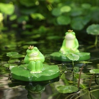 Ornement en résine grenouille flottante sur nénuphar, figurine de dessin animé auto-flottante pour bassin, aquarium, fontaine, décoration de jardin, cadeau