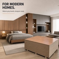 Panneau de fibres à densité moyenne stratifié mélaminé noyer/gris, panneau décoratif E1 résistant à l'humidité, mobilier moderne