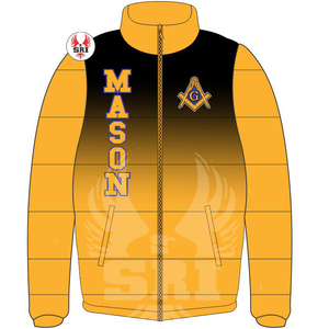 Chaqueta de burbujas Masonic Master Mason, chaqueta acolchada hecha a medida |   Chaqueta Acolchada con Logotipo Bordado Personalizado de la Francmasonería para Hombre - Product Image 3