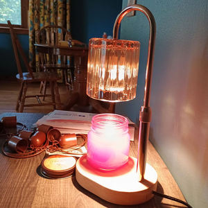 Lampe chauffe-bougie électrique en verre avec base en bois réglable en hauteur, lampe de table pour la maison, décoration, fusion de <span class=keywords><strong>cire</strong></span>, aromathérapie - Product Image 3