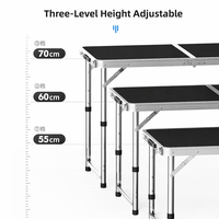 Table de camping pliable en aluminium portable avec pieds réglables, légère, pour pique-nique et barbecue en extérieur