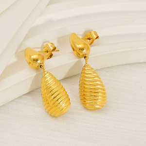 ZOGXIN Teardrop Earrings Gold Stainless Steel Drop Earrings Party Jewelry - Product Image 3