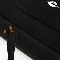 Tissu Abaya en Crêpe Jacquard Extensible Noir 150GSM Anti-UV Respirant Anti-Transpiration Anti-Statique pour Filles