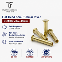 Rivets semi-tubulaires à tête plate en acier inoxydable TianFang pour la production de supports de moteur, finition passivée, fourniture OEM