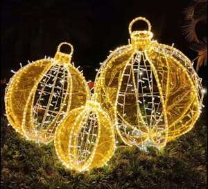3D Metal Frame Outdoor Lighted Christmas <b>Ball</b> IP65 Waterproof Street Landscape Decor - Product Image 1