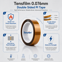 Ruban adhésif double face en polyimide (PI) 0,076 mm (1 mil) UL94 V-0, silicone des deux côtés, pour fixation de modules de batterie et de radiateurs, collage haute température