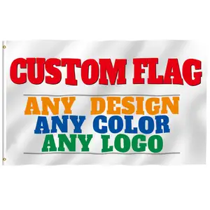 Bandera de poliéster 150 personalizada para interiores y exteriores, logotipo de impresión de pantalla de seda, grande, 90x 100% cm, 3x5 pies, promoción