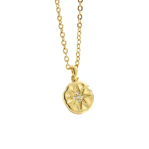 Meteor moneta pendente della collana 14k collezioni stile retrò a forma di stella gioielli alla moda stella cadente moneta