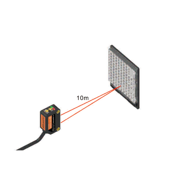 DC12~24V 10M detection distance 1*2 visible laser spot 1ms high-speed response NO.NO switching specular reflection laser sensor