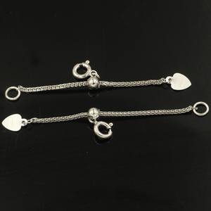 Chaînes d'extension en argent sterling 925 ajustables en forme de cœur, fabrication de bijoux en gros, bracelet, collier, chaîne <span class=keywords><strong>Chopin</strong></span>, KUMOKUMO - Product Image 1