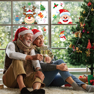 Venta caliente barato Feliz Navidad ventana pegatina Santa Claus y muñeco de nieve calcomanías de pared <span class=keywords><strong>para</strong></span> centros comerciales - Product Image 3