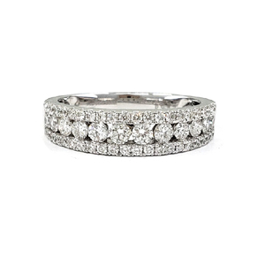 Livraison directe Logo Laser de haute qualité empilable 18k or blanc massif diamant naturel rond fiançailles bague de mariage pour cadeau - Product Image 1