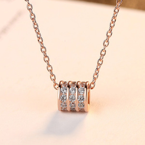 แฟชั่น <span class=keywords><strong>2019</strong></span> สตรี 18 K Rose Gold เครื่องประดับ 925 เงินสเตอร์ลิงสร้อยคอเพชร - Product Image 4