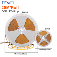 Tira de Luces LED COB de 20m, 24V, Chip on Board, Ultra Flexible, Sin Puntos, Blanco Cálido, Frío, Neutro, Personalizable, Directo de Fábrica