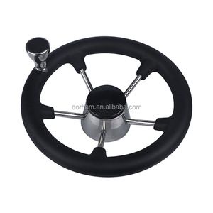 15-1/2 inç Siyah Paslanmaz Çelik Direksiyon Simidi, Topuzlu Kavrama, Kaymaz Denizcilik Donanım Aksesuarı, Yatlar İçin, Sıfır Durumda - Product Image 4