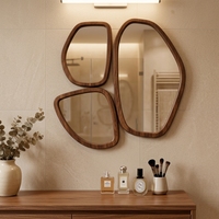 Miroir mural irrégulier en bois massif de style Art déco moderne, nouveau miroir décoratif pour salon, Teruier