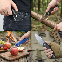 Couteau de poche pliant tactique de camping, couteau utilitaire, manche en fibre de carbone 14C28N, haute dureté, couteau à lame rabattable portable T0045