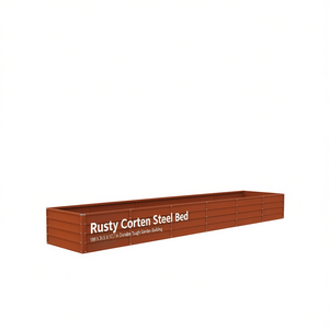 Bac à légumes surélevé en acier Corten rouillé 189 x 31,5 x 17,7 pouces, structure de jardin durable - Product Image 1