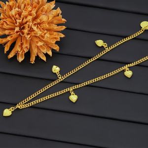 สร้อยข้อเท้าสองชั้นชุบทองคำ JXX ประดับจี้รูปหัวใจสีพีช สำหรับผู้หญิง - Product Image 2