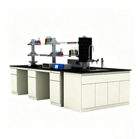 Bancs de laboratoire en marbre et tables de laboratoire en acier pour parfumerie et cosmétiques, avec évier résistant aux acides et robinet