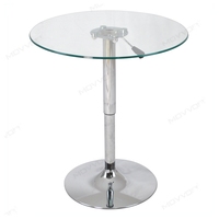 Table basse au design moderne à hauteur réglable Barre haute en acier inoxydable et verre trempé pour réception, salon, bistro, pub, table d'appoint