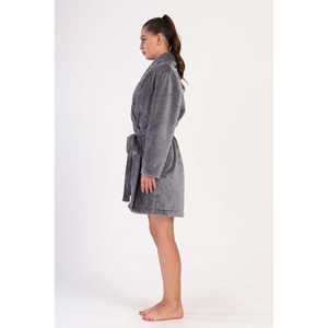 Ensemble de robe à col châle pour femme, manches longues ou courtes, avec poches, logo personnalisé, thermique et respirant, imprimé uni pour l'hiver - Product Image 2