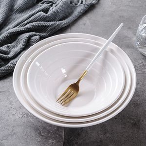 Moderno restaurante japonés respetuoso con el medio ambiente de alta calidad de gran tamaño de porcelana roscada de cerámica frutas ensalada sopa <span class=keywords><strong>Ramen</strong></span> <span class=keywords><strong>Bowl</strong></span> blanco - Product Image 4