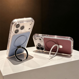 Coque de téléphone transparente avec support métallique pliable pour iPhone 18 17 16 15 14 13 Pro Max, protection intégrale antichoc - Product Image 3