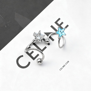 Pendientes de Joyería Fina Antideslustre, Tipo Stud, Diseño de Estrella Espiral, Inspirado en Diseñadores, <span class=keywords><strong>Piercing</strong></span> para Labio y <span class=keywords><strong>Frenillo</strong></span> Lingual - Product Image 5