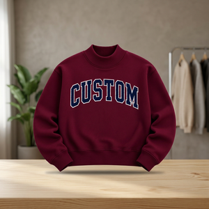Suéter Personalizado Bordado con Letras Color Borgoña para Mujer, Cuello Redondo, Manga Larga, Estilo Urbano, Unisex - Product Image 6