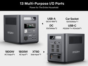 Generador Solar Portátil AFERIY con Pantalla Fuller y 11 Puertos de Salida, UPS de Onda Sinusoidal Pura de 10ms, con Aplicación, Estación de Energía Portátil Lifepo4 - Product Image 6