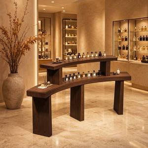 Vetrina Espositiva Autoportante in Legno Marrone Verniciato, Resistente, per Negozi di Profumi e Centri Commerciali di Lusso - Product Image 1