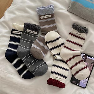 Minmin Striped Slouch Socks Mid-Calf Cotton Women's Breathable Sweat-Absorbing Casual Socks - Product Image 2