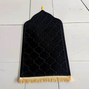 Sajadah पोर्टेबल प्रार्थना गलीचा के साथ काले डिजाइन फारसी Alfombra इस्लामी मुस्लिम फोम प्रार्थना चटाई