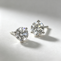 Серьги-солитеры из белого золота 18K/14K с круглыми бриллиантами IGI-сертифицированной огранки, выращенными в лаборатории, на заказ, с креплением на 3 крапанах
