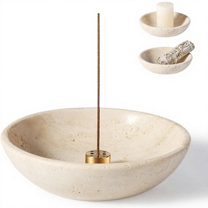 Brûleur d'encens de luxe en laiton et résine blanche, style art moderne, fait main, avec insert pour bois de santal et cendrier, pour la méditation religieuse et la décoration intérieure - Product Image 4