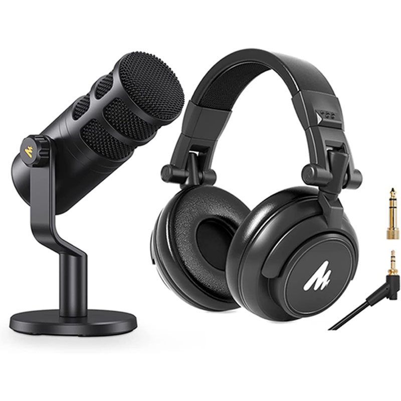 Black Microphone+Headphone