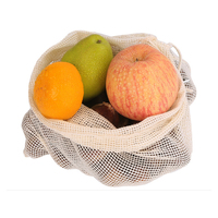 Set biologische katoenen mesh zakjes op maat, biologisch afbreekbaar, recyclebaar, voor fruit, dadelpalmennet, trekkoordzakje, groenten, knoflook
