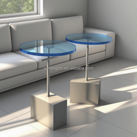 Muebles de diseño de interiores de alta calidad, mesa redonda de acrílico grueso, mesa de centro de acrílico transparente de estilo moderno