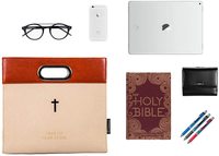 Porte-documents en feutre avec boucle magnétique, poche zippée, design ajouré, papeterie de bureau, option logo personnalisé, compatible avec Bible, tablette, ordinateur portable