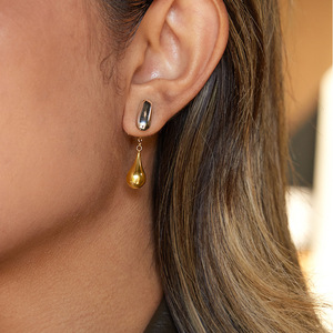Boucles d'oreilles en forme de goutte d'eau en acier inoxydable pour femmes, bijoux de fête - Product Image 3