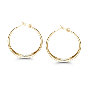 E4494 Orecchini a Cerchio in Oro Bianco Classici Unisex per Uso Quotidiano Gioielli Raffinati - Product Image 1